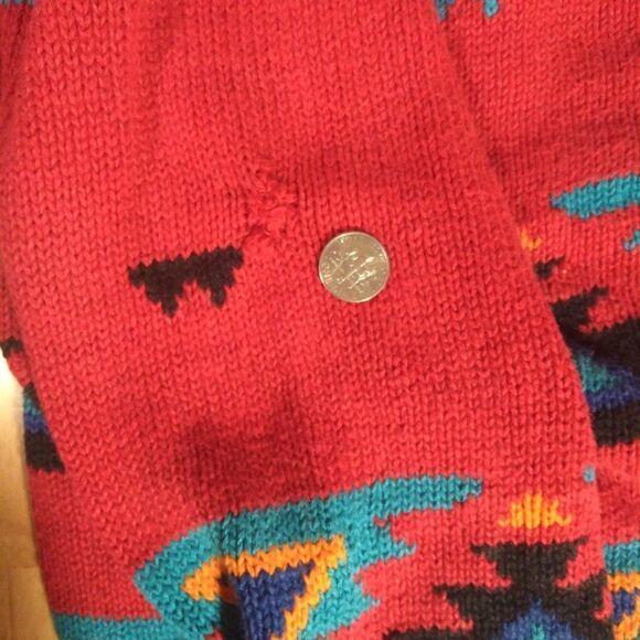 Vintage Aztec Navajo Southwest Pattern Knit Cardigan Sweater - Picture 4 of 6